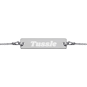 Tussle Engraved Silver Bar Chain Bracelet