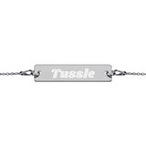 Tussle Engraved Silver Bar Chain Bracelet