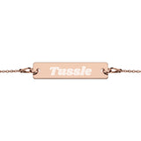 Tussle Engraved Silver Bar Chain Bracelet