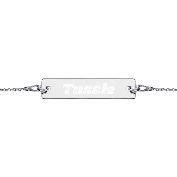 Tussle Engraved Silver Bar Chain Bracelet