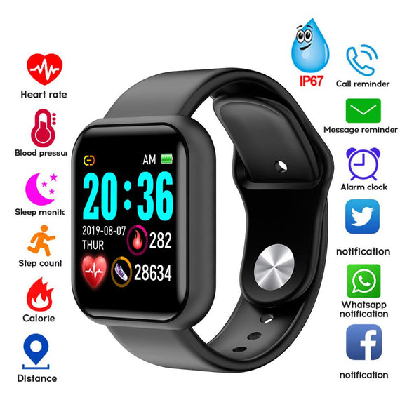 Y68 Men Women Waterproof Heart Rate Blood Pressure Monitor Bluetooth Smart Bracelet for iOS Android Fitness Tracker Smartwatch